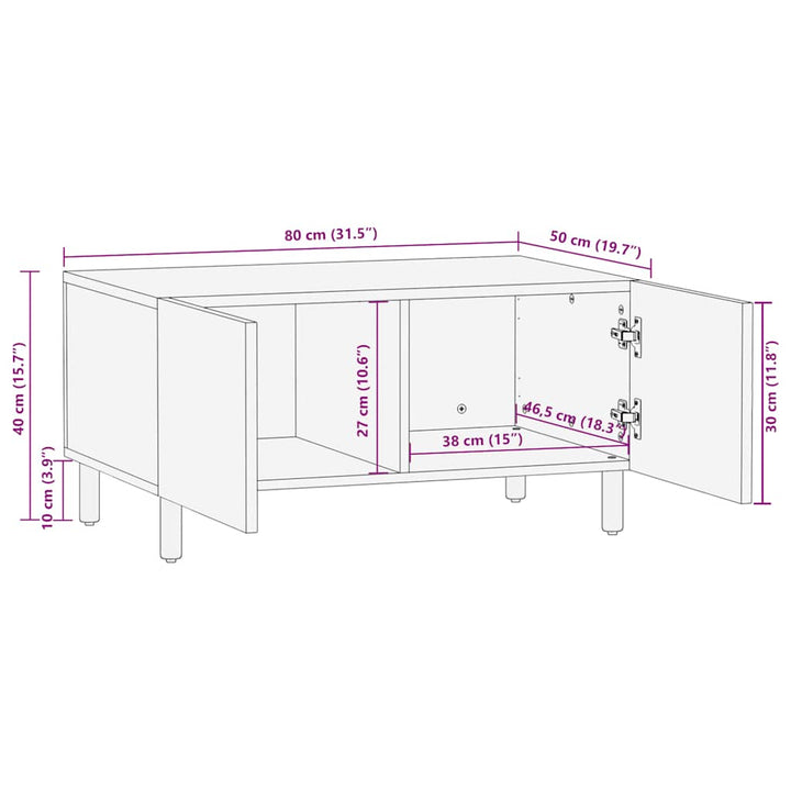 Couchtisch 80X50X40 Cm Massivholz Akazie