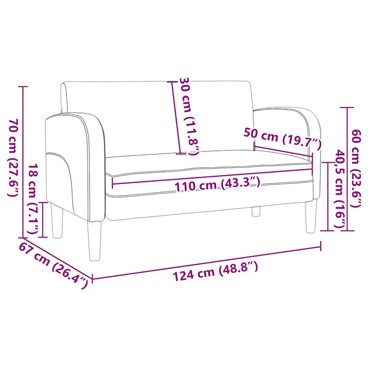 Zweisitzer-Sofa 110 Cm Kunstleder