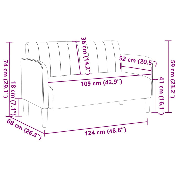 Zweisitzer-Sofa 109 Cm Samt