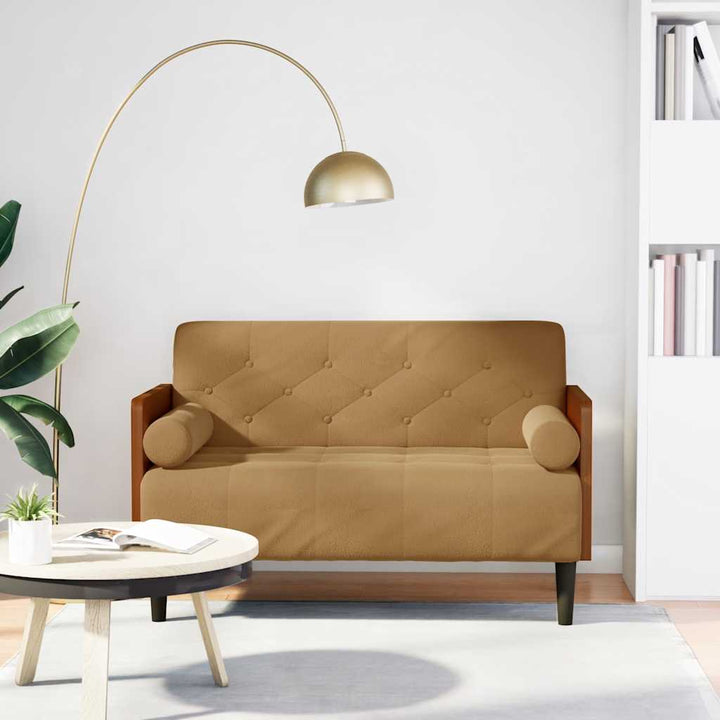 Zweisitzer-Sofa Mit Nackenrollen 110 Cm Samt