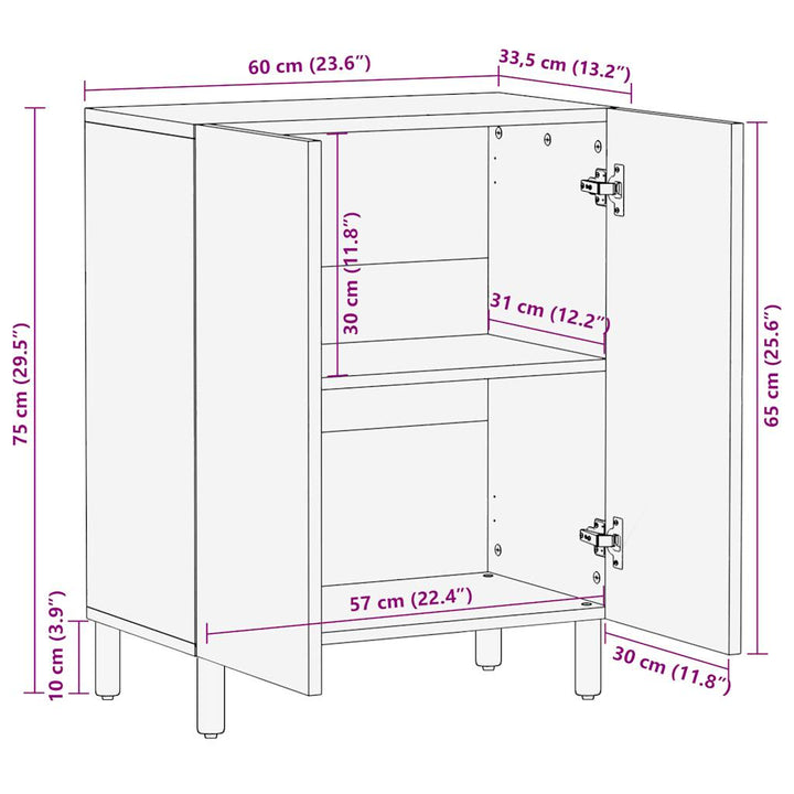 Sideboard 60X33,5X75 Cm Raues Mangoholz