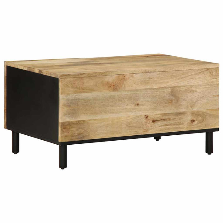 Couchtisch Schwarz 80X50X40 Cm Raues Mangoholz