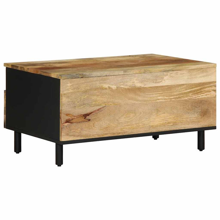 Couchtisch Schwarz 80X54X40 Cm Raues Mangoholz