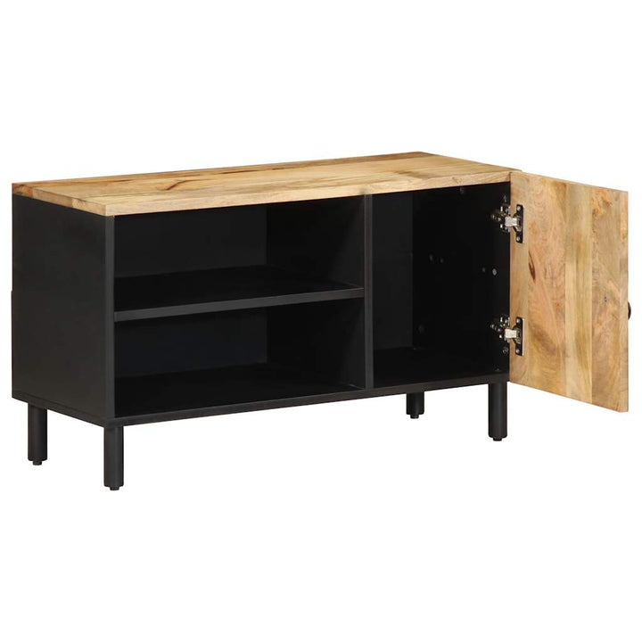 Tv-Schrank Schwarz 80X33,5X46 Cm Raues Mangoholz