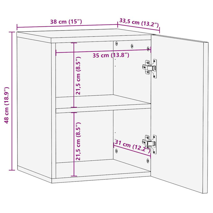 Bad-Hängeschrank Schwarz 38X33,5X48 Cm Massivholz Mango