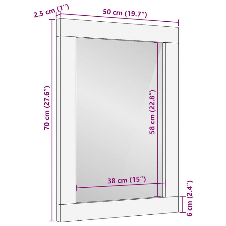 Badspiegel 50X70 Cm Massivholz Mango Und Glas