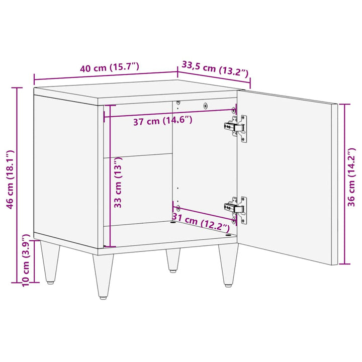 Nachttische 2 Stk. 40X33,5X46 Cm Massivholz Mango