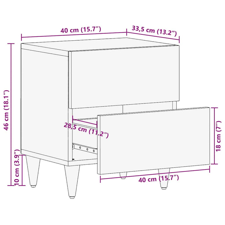 Nachttisch 40X33,5X46 Cm Massivholz Mango