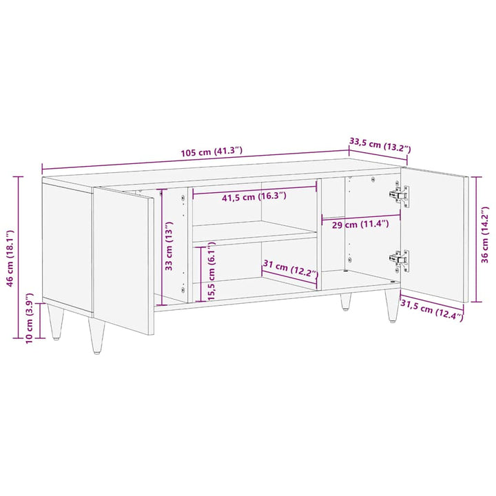 Tv-Schrank 105X33,5X46 Cm Massivholz Mango