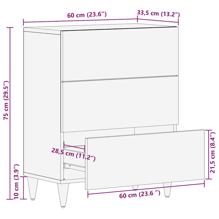 Sideboard 60X33,5X75 Cm Mangoholz