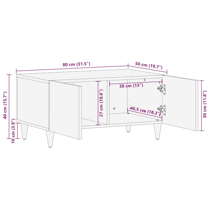 Couchtisch 80X50X40 Cm Massivholz Mango Rot