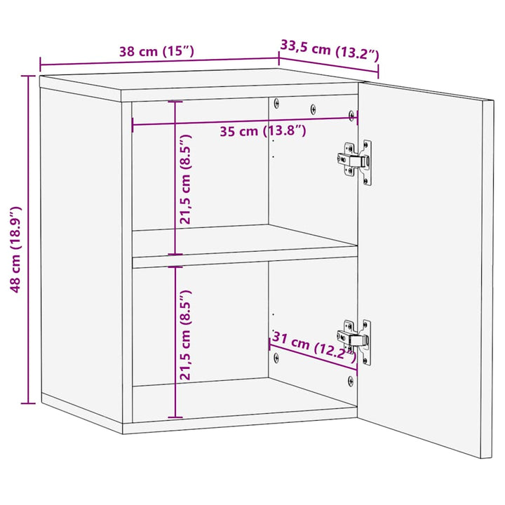 Bad-Hängeschrank 38X33,5X48 Cm Massivholz Mango