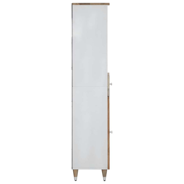 Badschrank 38X33,5X160 Cm Massivholz Mango Edelstahl