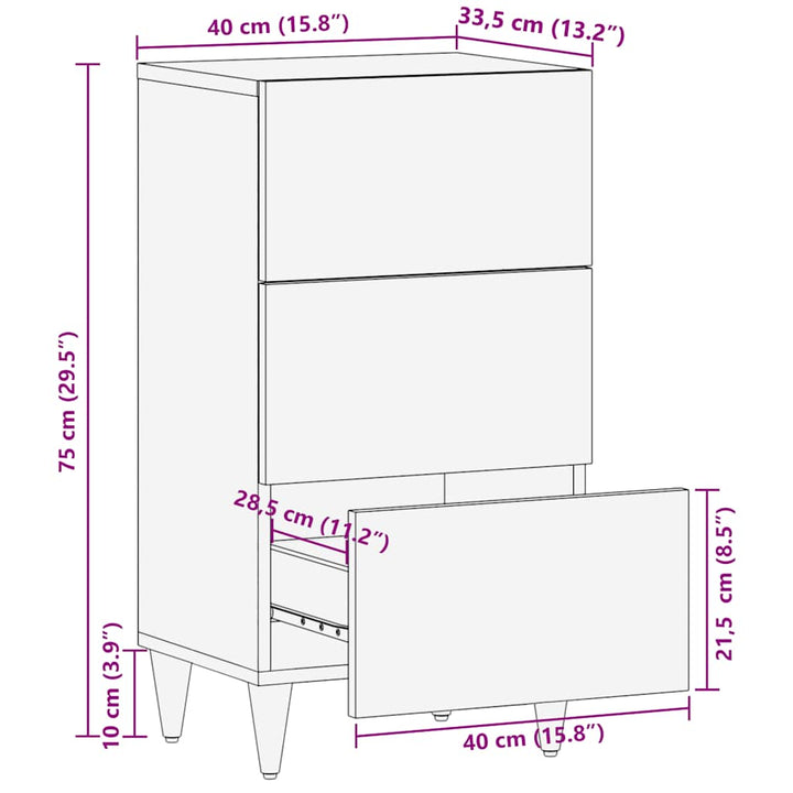 Sideboard 40X33,5X75 Cm Massivholz Mango