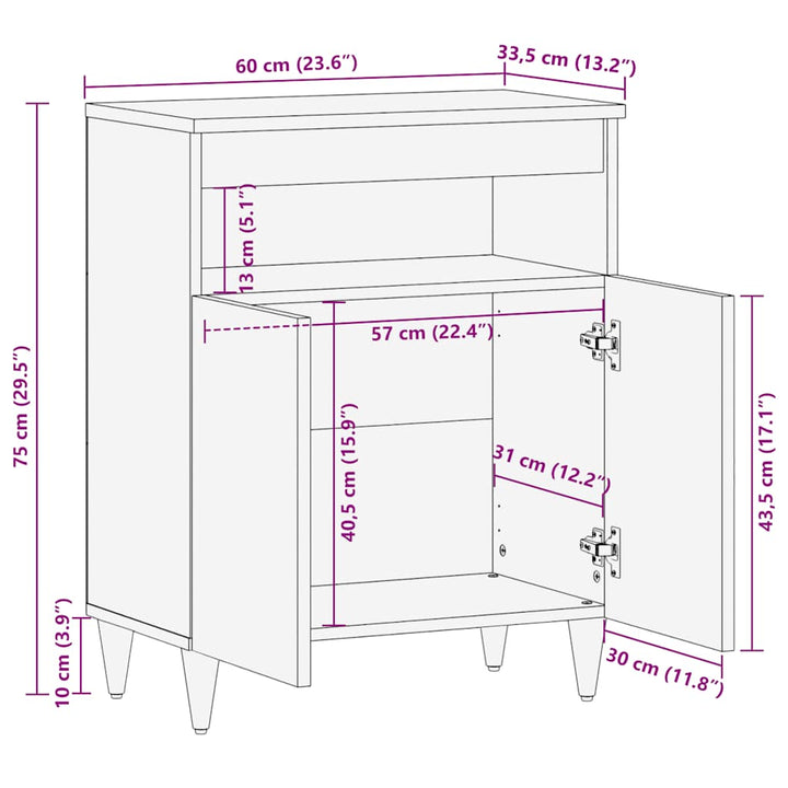 Sideboard 60X33,5X75 Cm Mangoholz