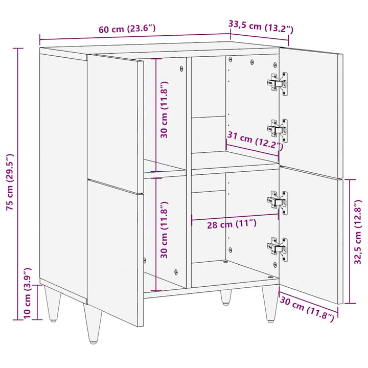 Sideboard 60X33,5X75 Cm Mangoholz