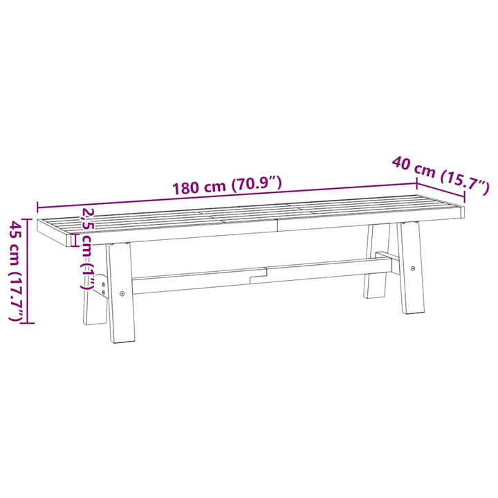 Esszimmerbank Noain -Beine 180X40X45 Cm Massivholz Kiefer