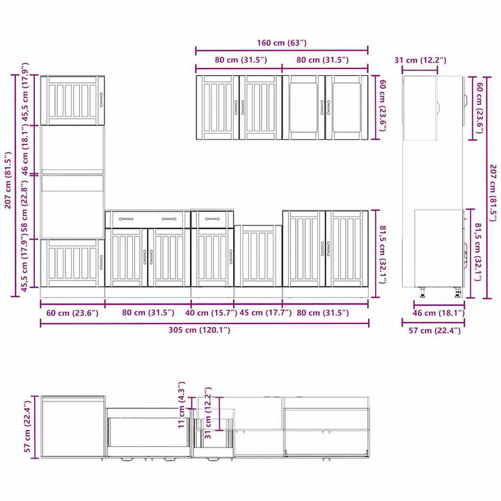 7-Tlg. Küchenschrank-Set Kalmar Holzwerkstoff