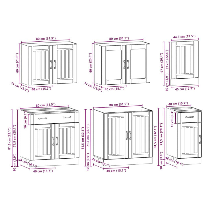 7-Tlg. Küchenschrank-Set Kalmar Holzwerkstoff