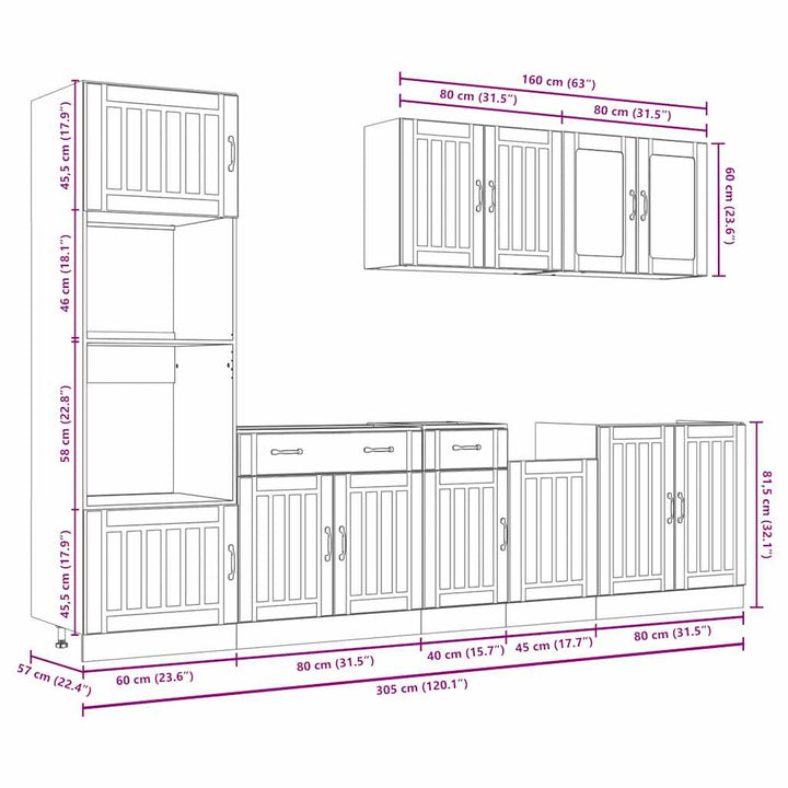 7-Tlg. Küchenschrank-Set Kalmar Holzwerkstoff