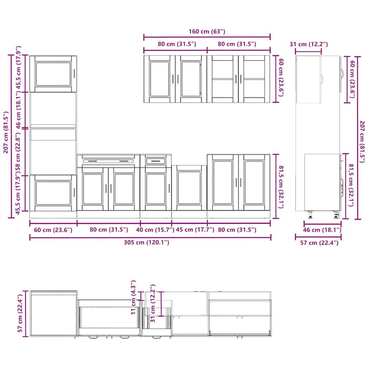 7-Tlg. Küchenschrank-Set Kalmar Holzwerkstoff