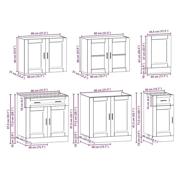 7-Tlg. Küchenschrank-Set Kalmar Holzwerkstoff