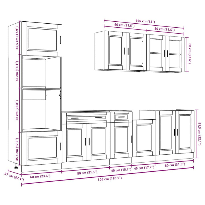 7-Tlg. Küchenschrank-Set Kalmar Holzwerkstoff