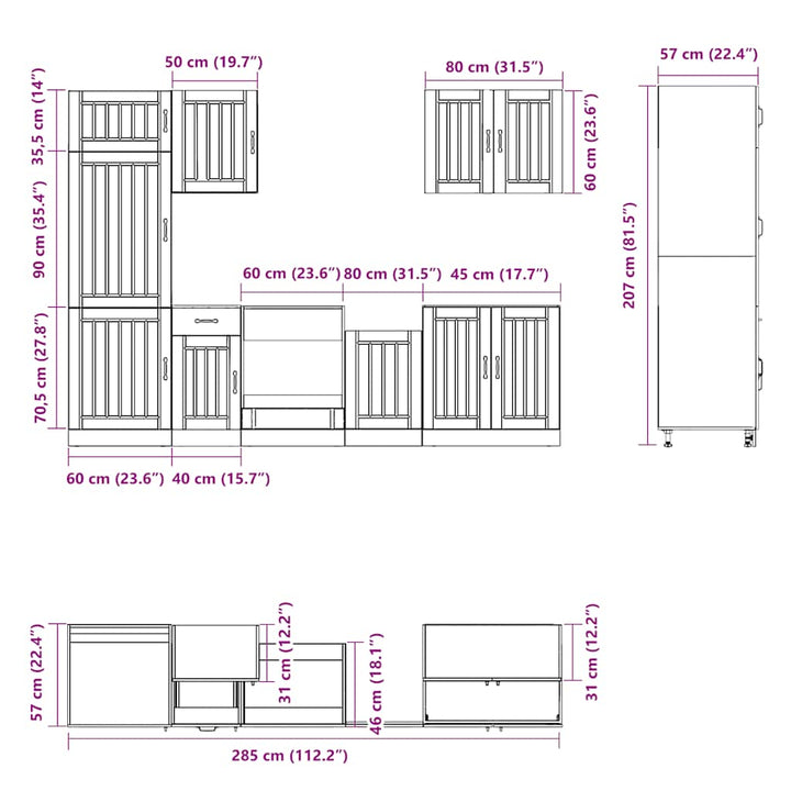 7-Tlg. Küchenschrank-Set Kalmar Holzwerkstoff