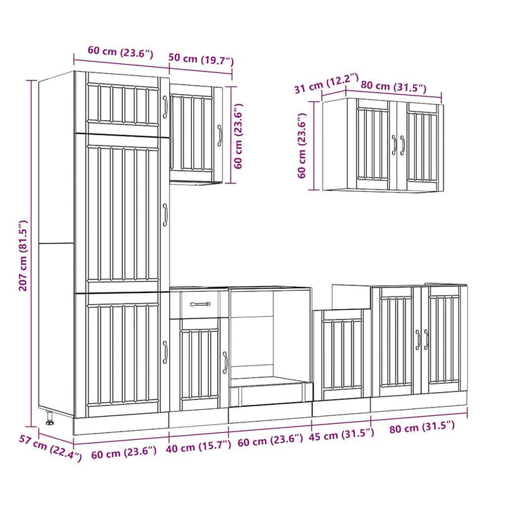 7-Tlg. Küchenschrank-Set Kalmar Holzwerkstoff