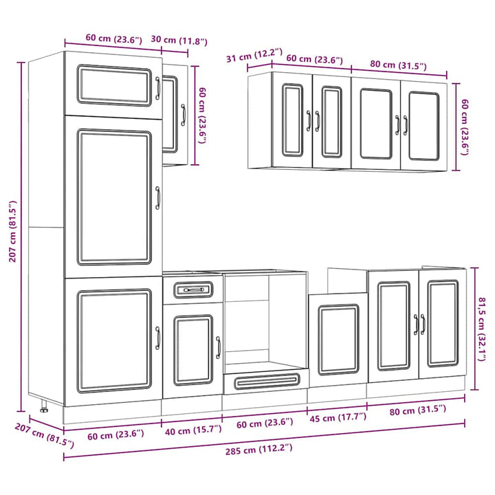 8-Tlg. Küchenschrank-Set Kalmar Holzwerkstoff