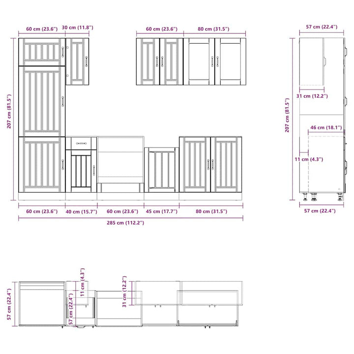 8-Tlg. Küchenschrank-Set Kalmar Holzwerkstoff