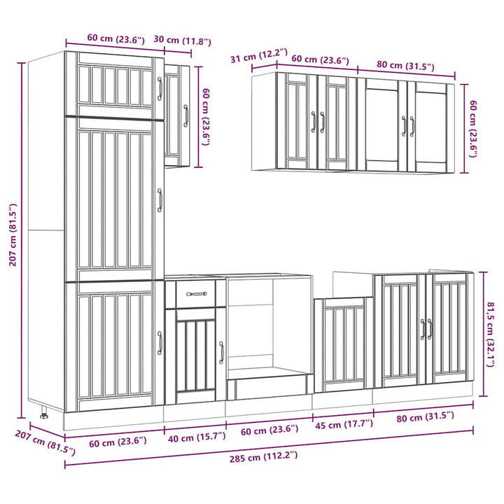 8-Tlg. Küchenschrank-Set Kalmar Holzwerkstoff