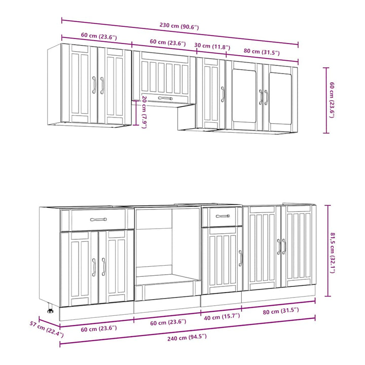 8-Tlg. Küchenschrank-Set Kalmar Holzwerkstoff