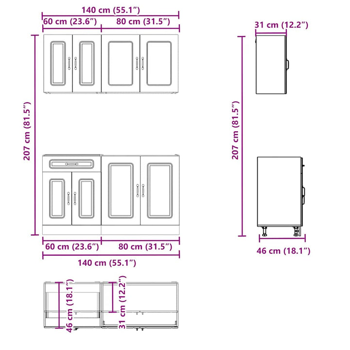 4-Tlg. Küchenschrank-Set Kalmar Holzwerkstoff