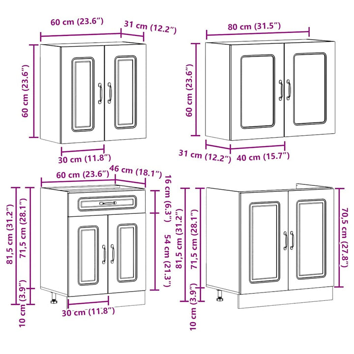 4-Tlg. Küchenschrank-Set Kalmar Holzwerkstoff