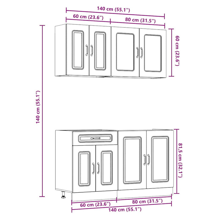 4-Tlg. Küchenschrank-Set Kalmar Holzwerkstoff