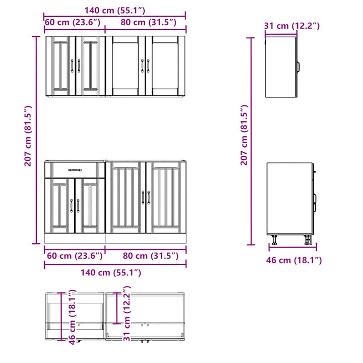 4-Tlg. Küchenschrank-Set Kalmar Holzwerkstoff