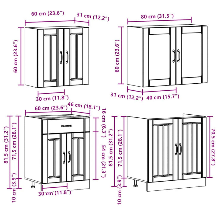 4-Tlg. Küchenschrank-Set Kalmar Holzwerkstoff