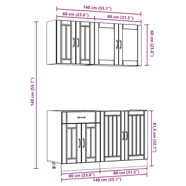 4-Tlg. Küchenschrank-Set Kalmar Holzwerkstoff