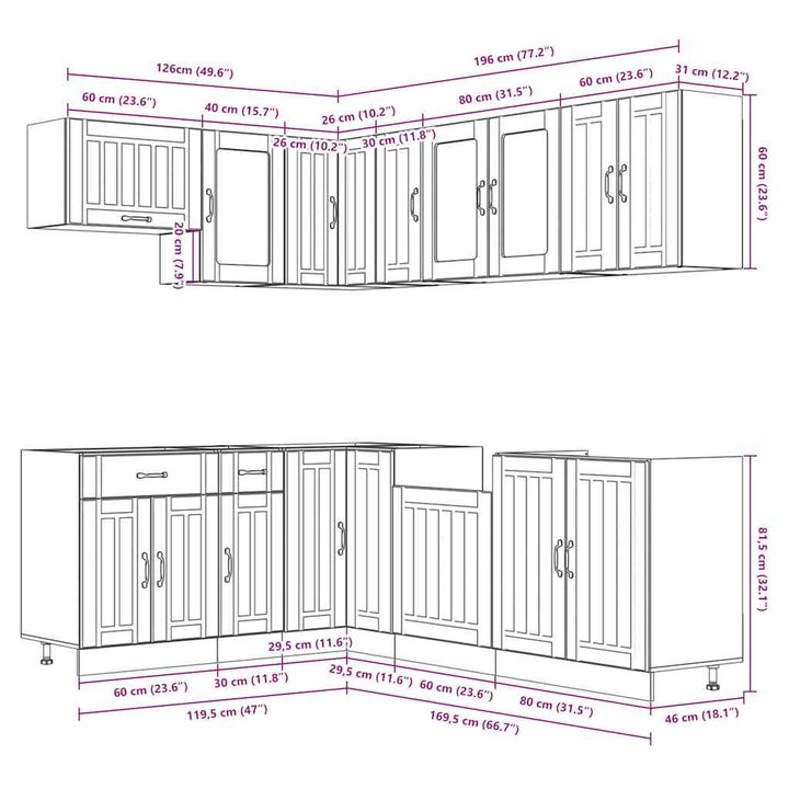 11-Tlg. Küchenschrank-Set Lucca Holzwerkstoff