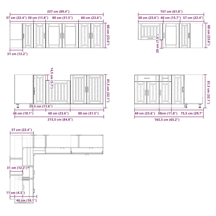 11-Tlg. Küchenschrank-Set Lucca Holzwerkstoff