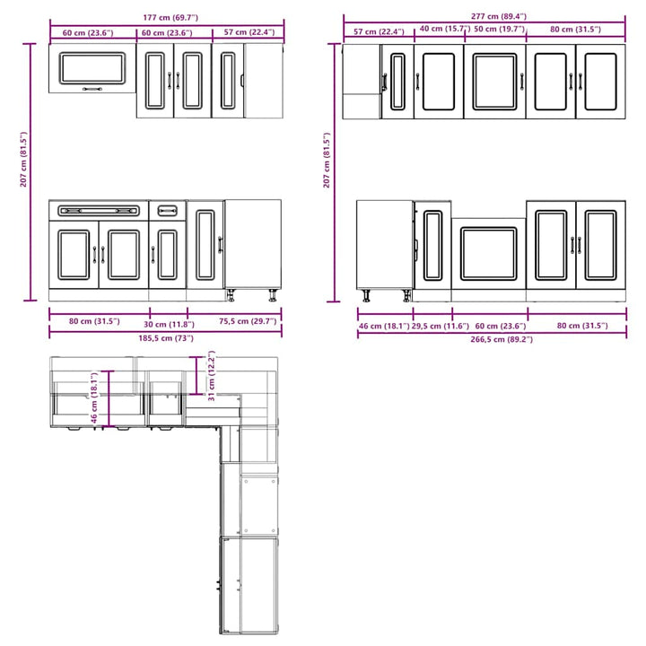 11-Tlg. Küchenschrank-Set Kalmar Holzwerkstoff