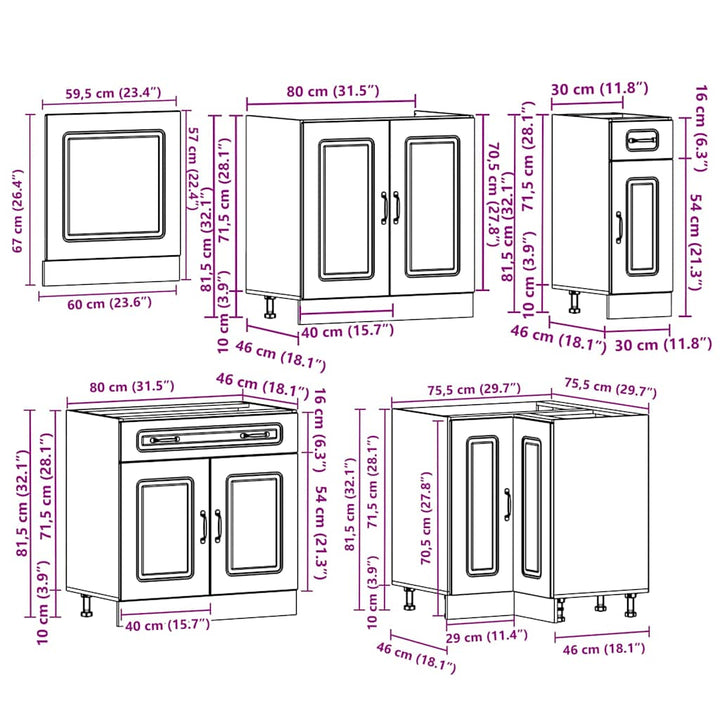 11-Tlg. Küchenschrank-Set Kalmar Holzwerkstoff