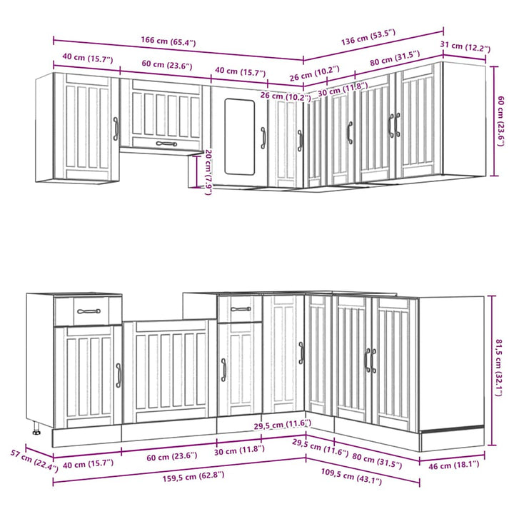 11-Tlg. Küchenschrank-Set Kalmar Holzwerkstoff