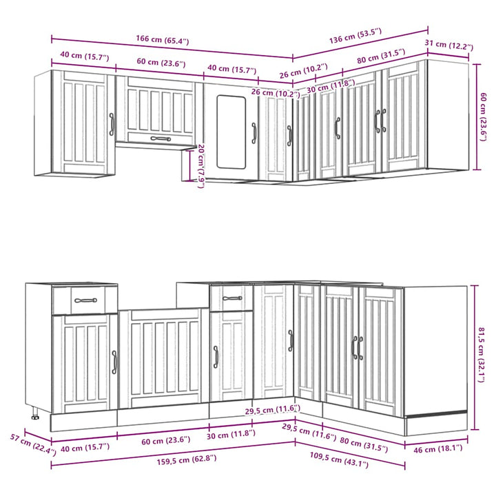 11-Tlg. Küchenschrank-Set Holzwerkstoff Schwarz