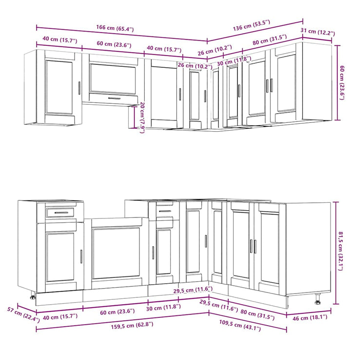 11-Tlg. Küchenschrank-Set Holzwerkstoff Weiß