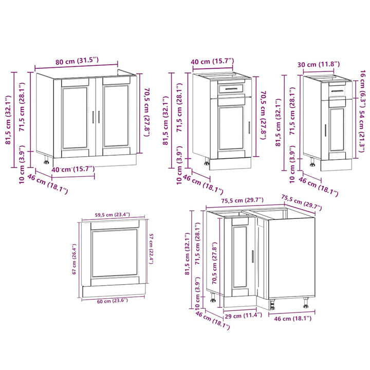 11-Tlg. Küchenschrank-Set Holzwerkstoff Weiß