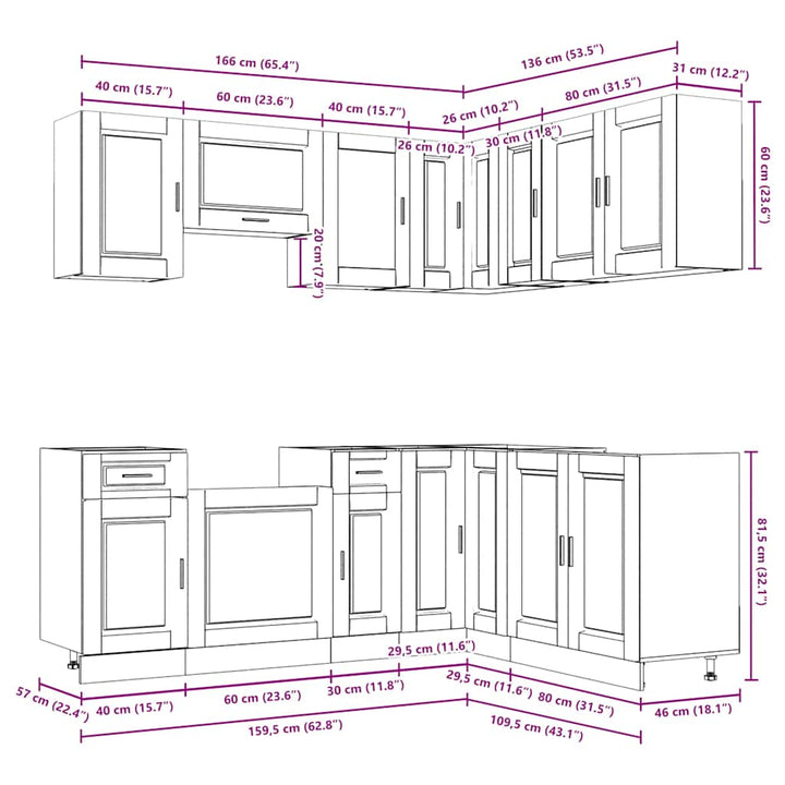 11-Tlg. Küchenschrank-Set Holzwerkstoff Schwarz