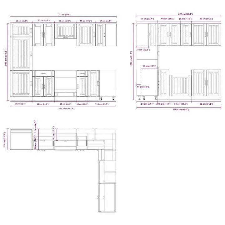 14-Tlg. Küchenschrank-Set Lucca Holzwerkstoff