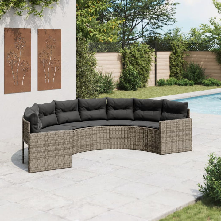 Gartensofa Mit Tisch Und Kissen Grau Poly Rattan Grau Und Dunkelgrau